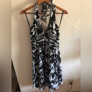 White & Black house market, flirty halter top dress